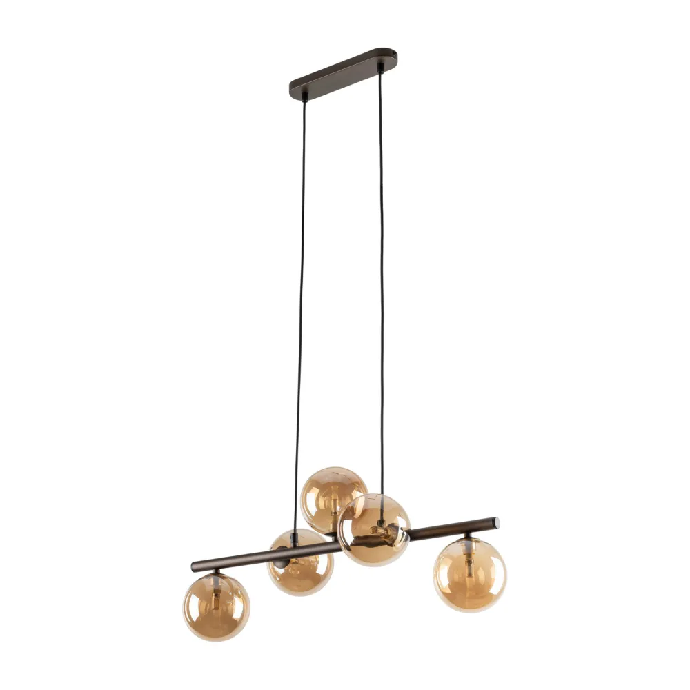 Lampadari Moderni-Selezionato da Mazzolaluce Lampadario moderno sfere vetri ambra per sala da pranzo