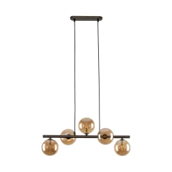 Lampadari Moderni-Selezionato da Mazzolaluce Lampadario moderno sfere vetri ambra per sala da pranzo