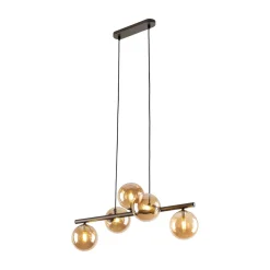 Lampadari Moderni-Selezionato da Mazzolaluce Lampadario moderno sfere vetri ambra per sala da pranzo