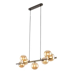 Lampadari Moderni-Selezionato da Mazzolaluce Lampadario moderno sfere vetro ambra per soggiorno