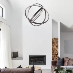 Lampadari Moderni-Selezionato da Mazzolaluce Lampadario moderno sferico per soggiorno cerchi led nero