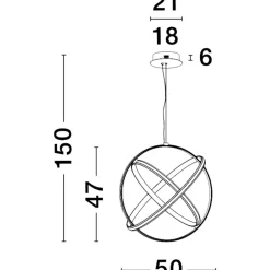 Lampadari Moderni-Selezionato da Mazzolaluce Lampadario moderno sferico per soggiorno cerchi led nero
