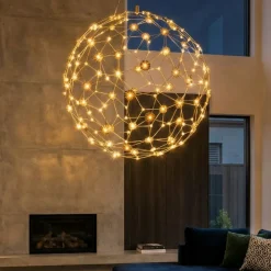 Lampadari Moderni-Selezionato da Mazzolaluce Lampadario moderno sole 40 cm led 21w 3000k sfera oro