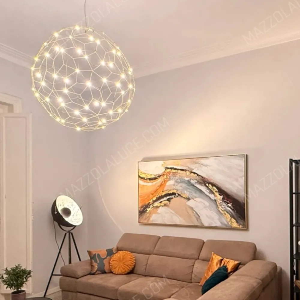 Lampadari Moderni-Selezionato da Mazzolaluce Lampadario moderno sole 40 cm led 21w 3000k sfera oro