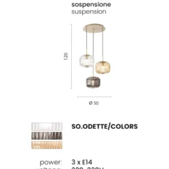 Lampadari Moderni-Ondaluce Lampadario moderno so odette per soggiorno tre vetri colorati