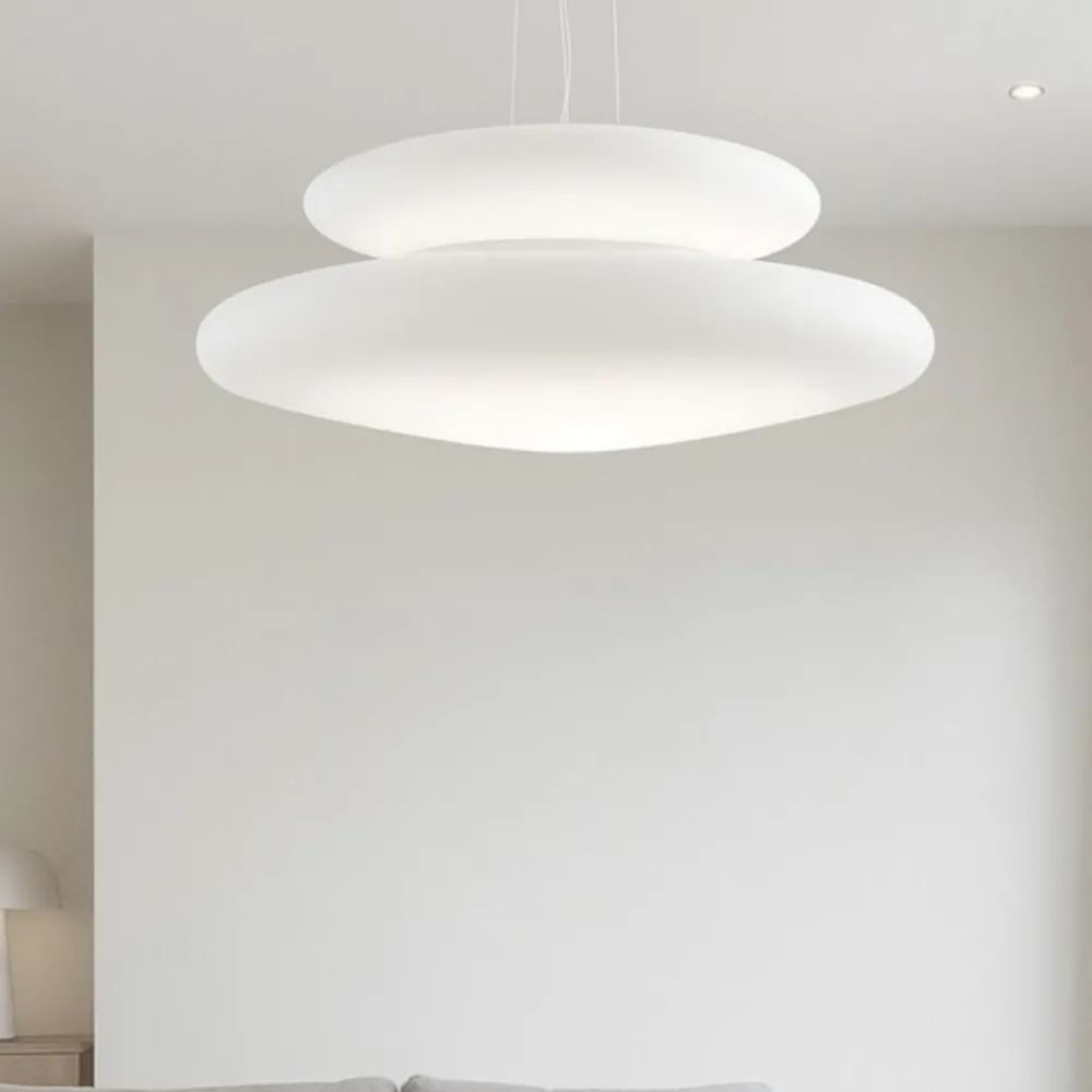 Lampadari Moderni-Ondaluce Lampadario moderno so pagoda 60cm doppio vetro bianco per soggiorno
