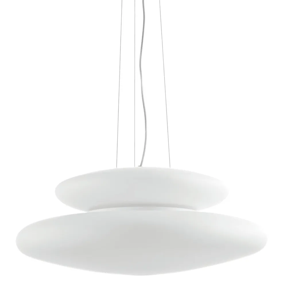 Lampadari Moderni-Ondaluce Lampadario moderno so pagoda 60cm doppio vetro bianco per soggiorno