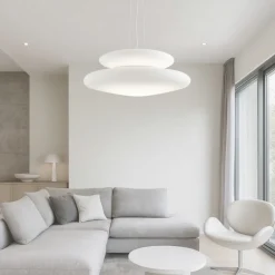 Lampadari Moderni-Ondaluce Lampadario moderno so pagoda 60cm doppio vetro bianco per soggiorno