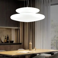 Lampadari Moderni-Ondaluce Lampadario moderno so pagoda 60cm doppio vetro bianco per soggiorno