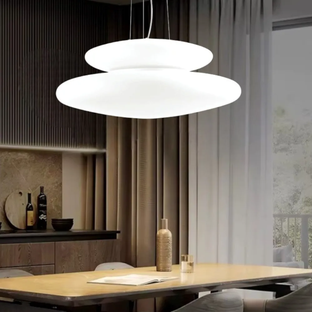 Lampadari Moderni-Ondaluce Lampadario moderno so pagoda 60cm doppio vetro bianco per soggiorno