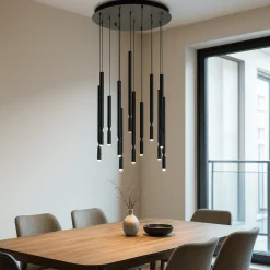 Lampadari Moderni-Ondaluce Lampadario moderno so tubic 12 luci nero led 3000k dimmerabile salotto