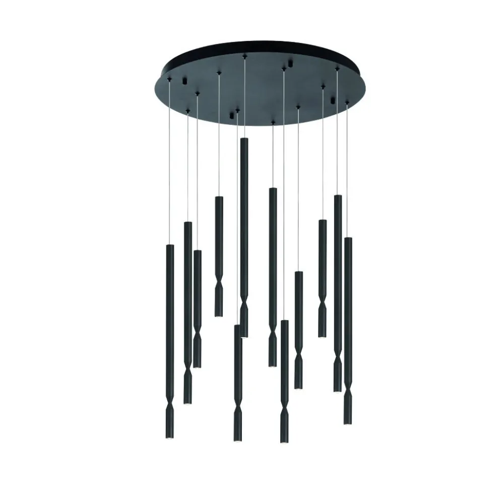 Lampadari Moderni-Ondaluce Lampadario moderno so tubic 12 luci nero led 3000k dimmerabile salotto