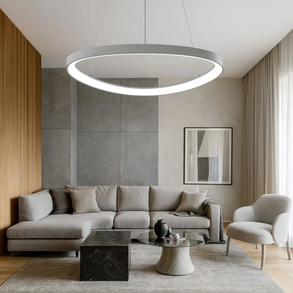 Lampadari Moderni-Vivida International Lampadario moderno titanio rotondo led 48w 3000k 4000k dimmerabile vivida lifering