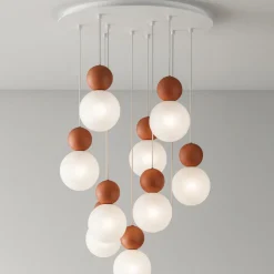 Lampadari Moderni-Top Light Lampadario moderno per soggiorno cottage 8 luci terra rossa