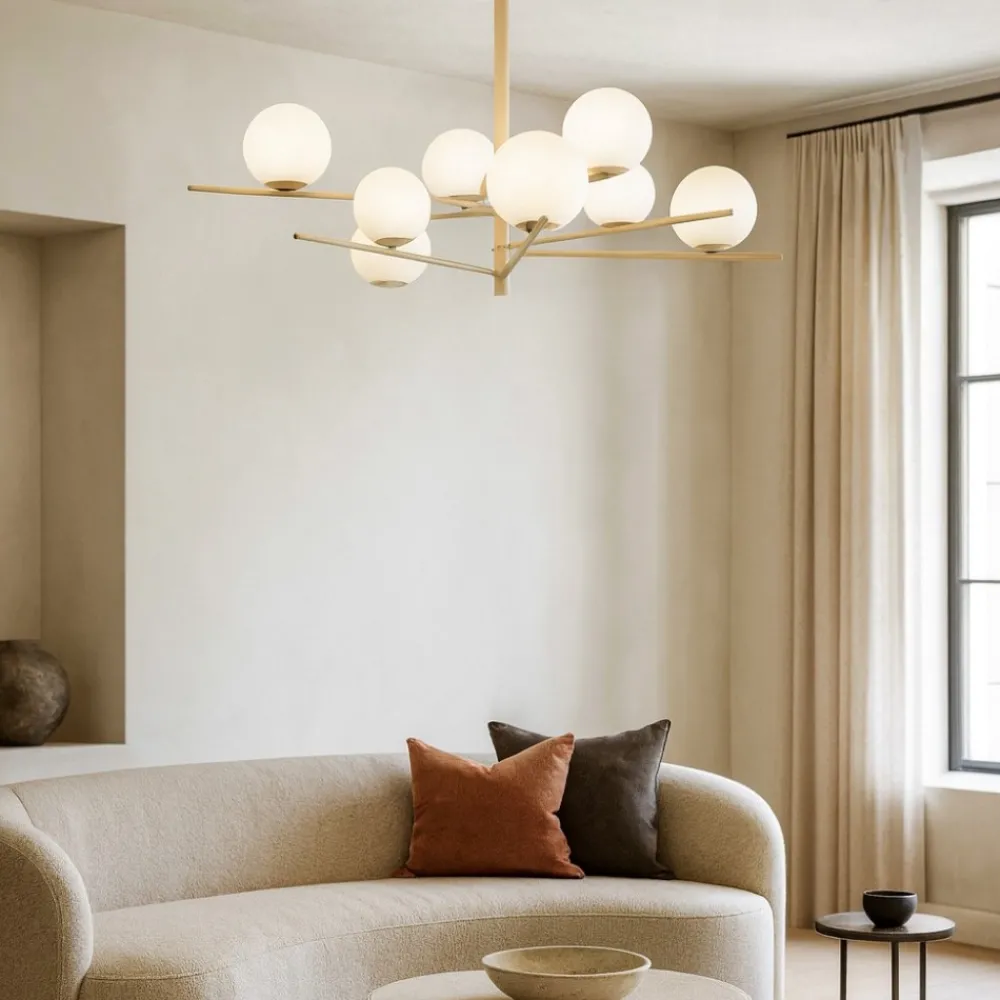 Lampadari Moderni-Top Light Lampadario moderno tortora per soggiorno boomerang