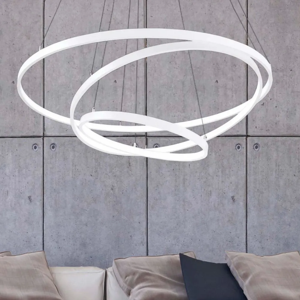Lampadari Moderni-Selezionato da Mazzolaluce Lampadario moderno tre anelli bianco led 3000k