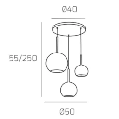Lampadari Moderni-Top Light Lampadario moderno tre sfere vetro rame