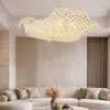 Lampadari Moderni-Selezionato da Mazzolaluce Lampadario moderno vela di cristalli struttura in oro