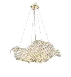 Lampadari Moderni-Selezionato da Mazzolaluce Lampadario moderno vela di cristalli struttura in oro