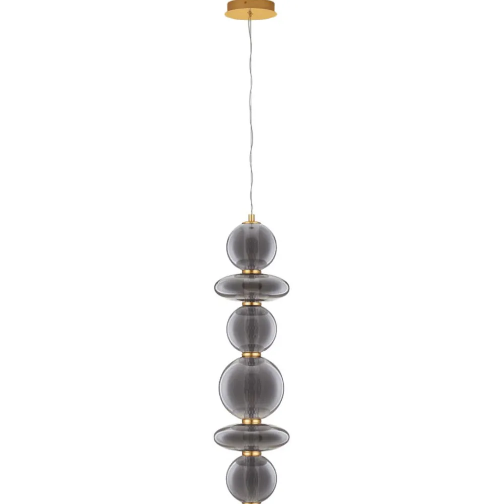 Lampadari Moderni-Selezionato da Mazzolaluce Lampadario moderno verticale oro sfere vetro led 3000k