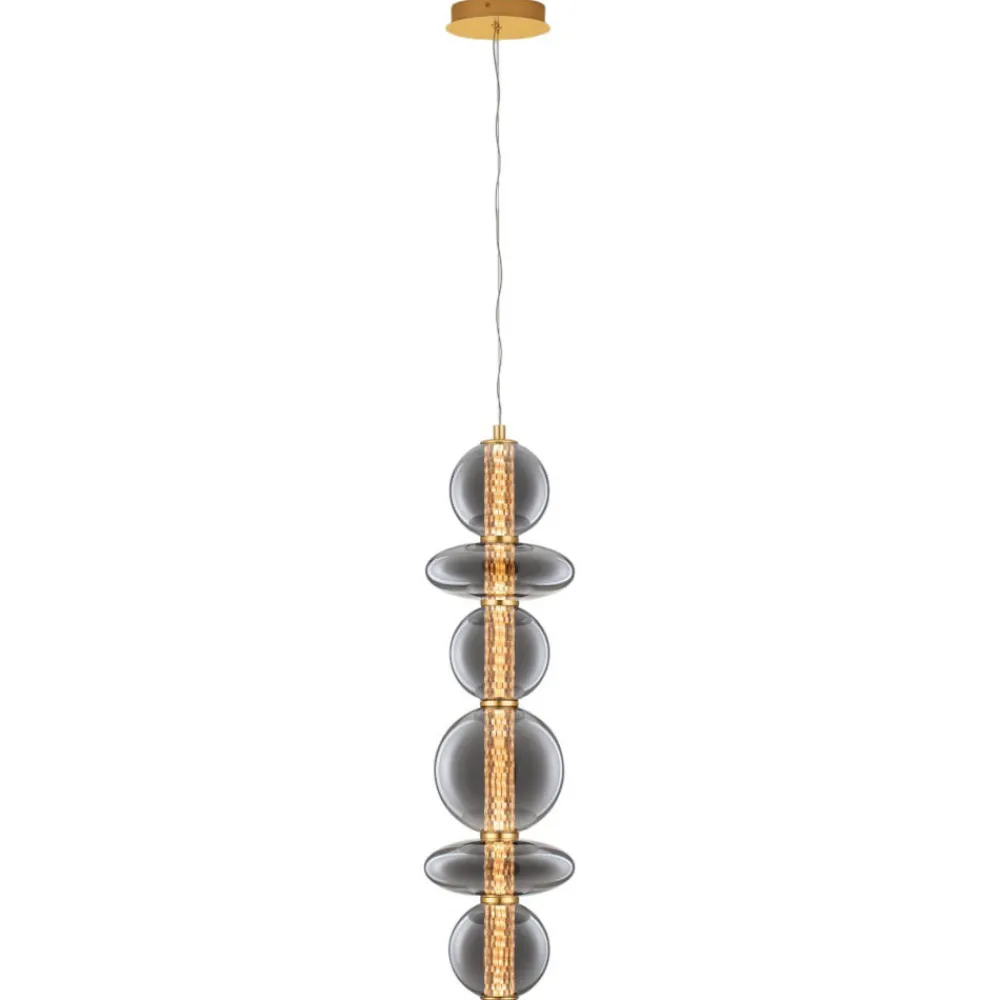 Lampadari Moderni-Selezionato da Mazzolaluce Lampadario moderno verticale oro sfere vetro led 3000k