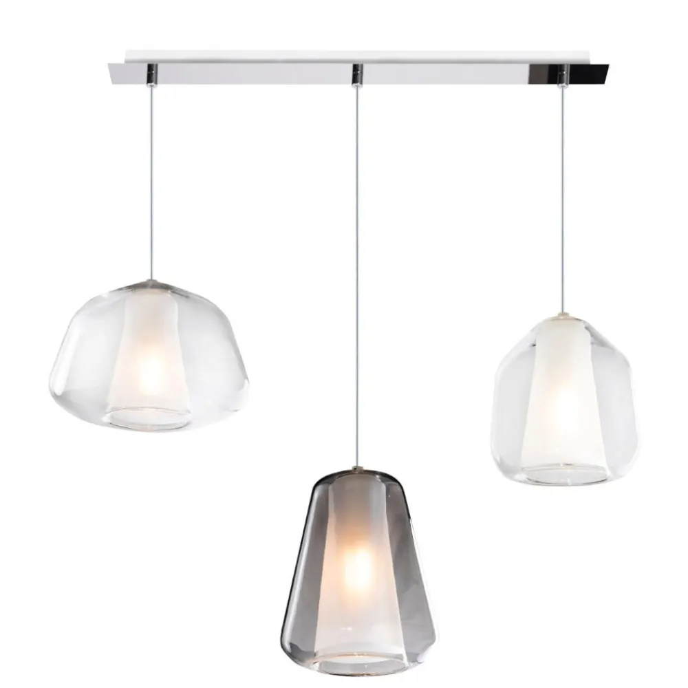 Lampadari Moderni-Top Light Lampadario moderno 3 vetri bianchi fume