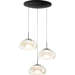 Lampadari Moderni-Gea Luce Lampadario moderno 3 vetri pendenti cognac fabas luce brena