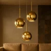 Lampadari Moderni-Top Light Lampadario moderno 3 vetri specchiati oro future