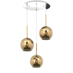 Lampadari Moderni-Top Light Lampadario moderno 3 vetri specchiati oro future