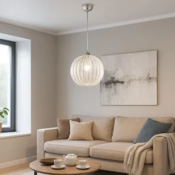 Lampadari Moderni-Selezionato da Mazzolaluce Lampadario moderno zucca 40cm effetto vetro