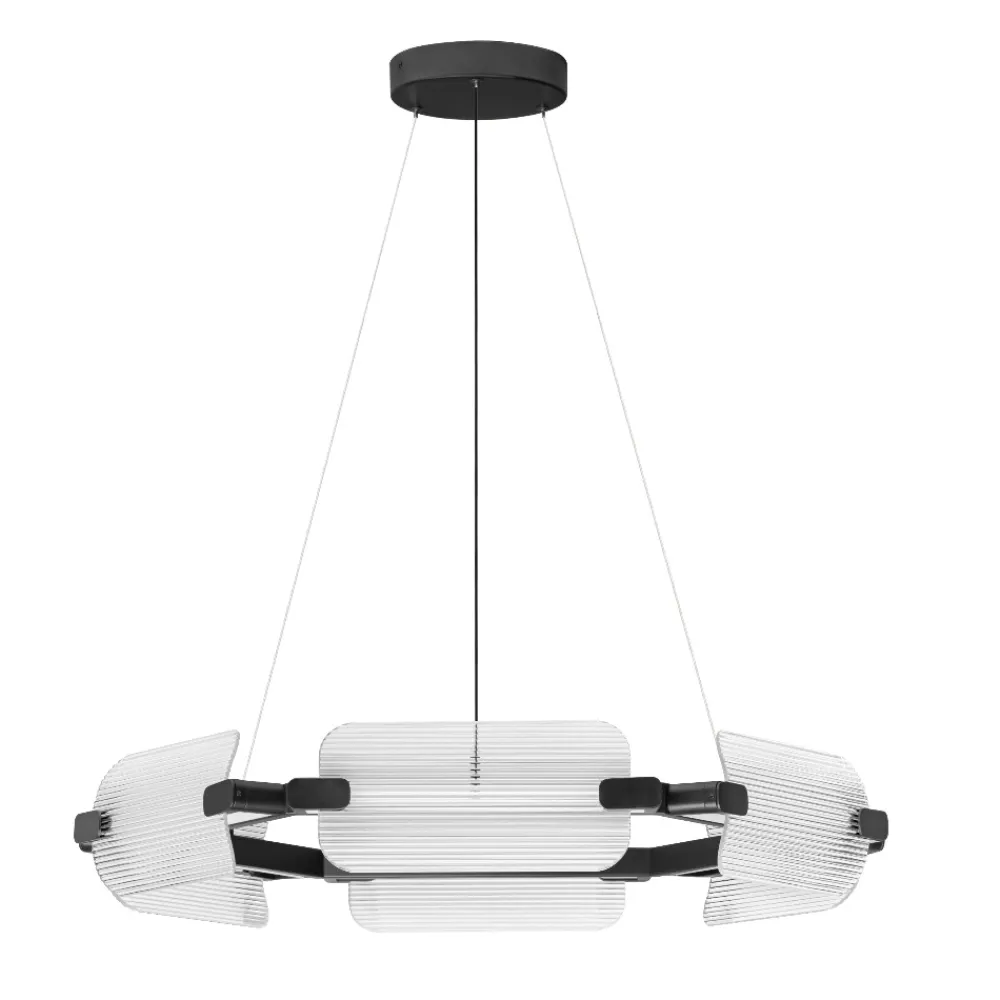 Lampadari Moderni-Selezionato da Mazzolaluce Lampadario nero circolare in vetro design moderno per soggiorno elegante