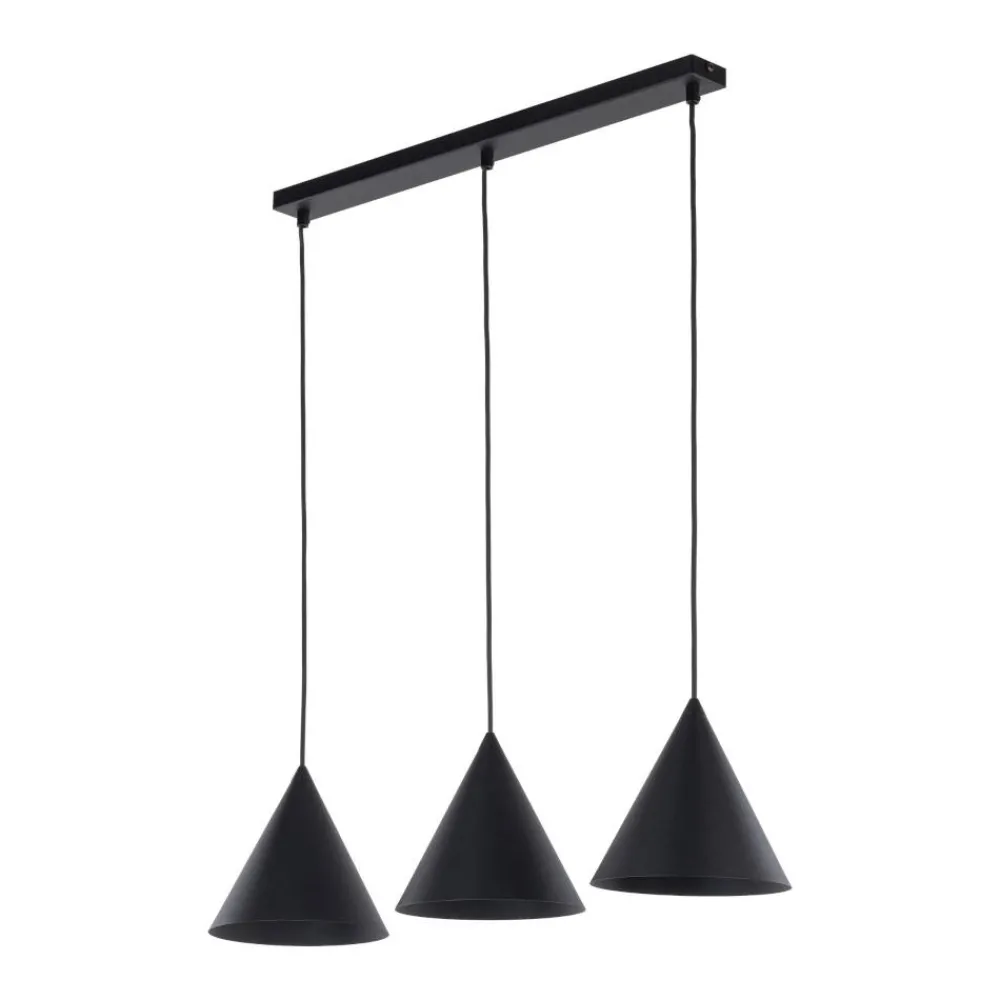 Lampadari Cucina-Selezionato da Mazzolaluce Lampadario nero 3 coni per cucina