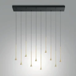 Lampadari Moderni-Fabas Luce Lampadario nero con lampade a sospensione ottone susa