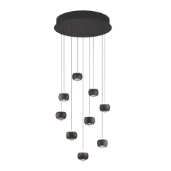 Lampadari Moderni-Selezionato da Mazzolaluce Lampadario nero con pendenti led 2700k-6500k per soggiorno moderno