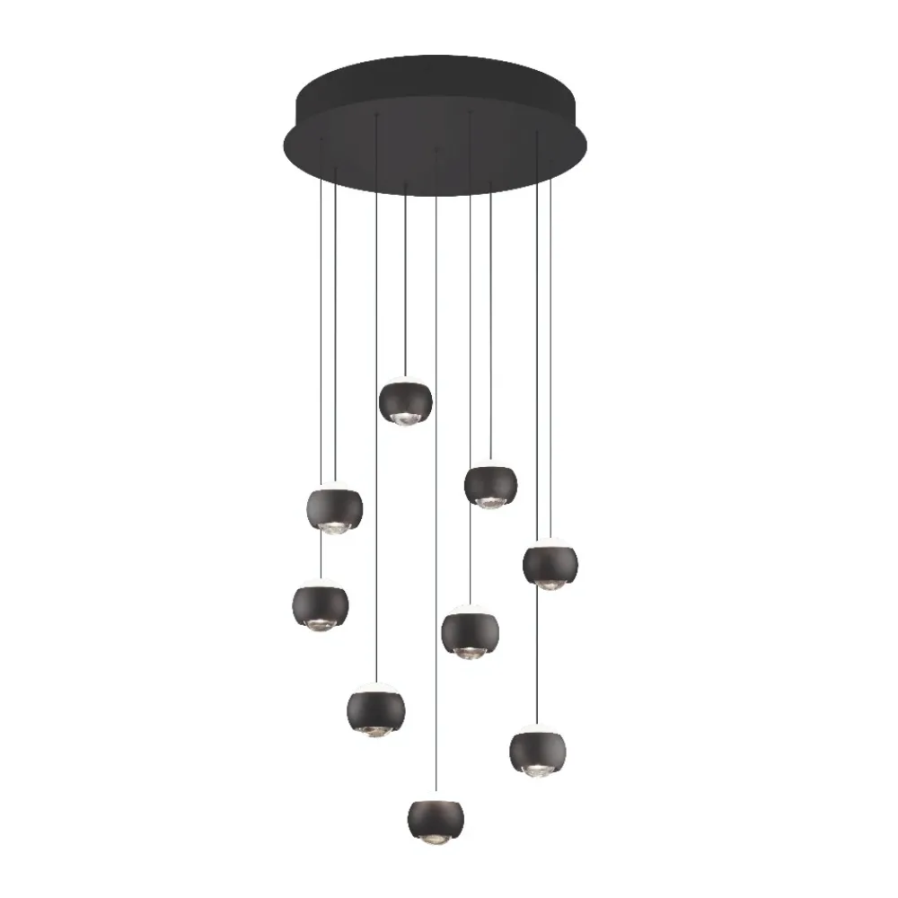 Lampadari Moderni-Selezionato da Mazzolaluce Lampadario nero con pendenti led 2700k-6500k per soggiorno moderno