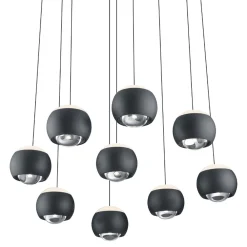 Lampadari Moderni-Selezionato da Mazzolaluce Lampadario nero con pendenti led 2700k-6500k per soggiorno moderno
