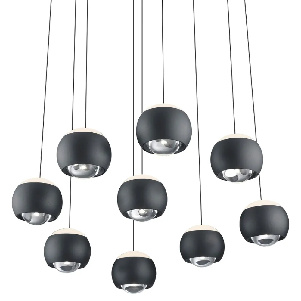 Lampadari Moderni-Selezionato da Mazzolaluce Lampadario nero con pendenti led 2700k-6500k per soggiorno moderno