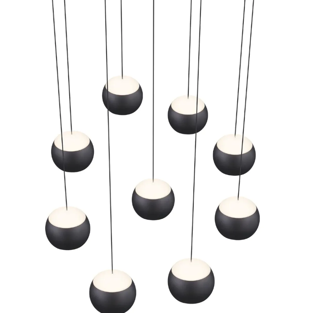 Lampadari Moderni-Selezionato da Mazzolaluce Lampadario nero con pendenti led 2700k-6500k per soggiorno moderno