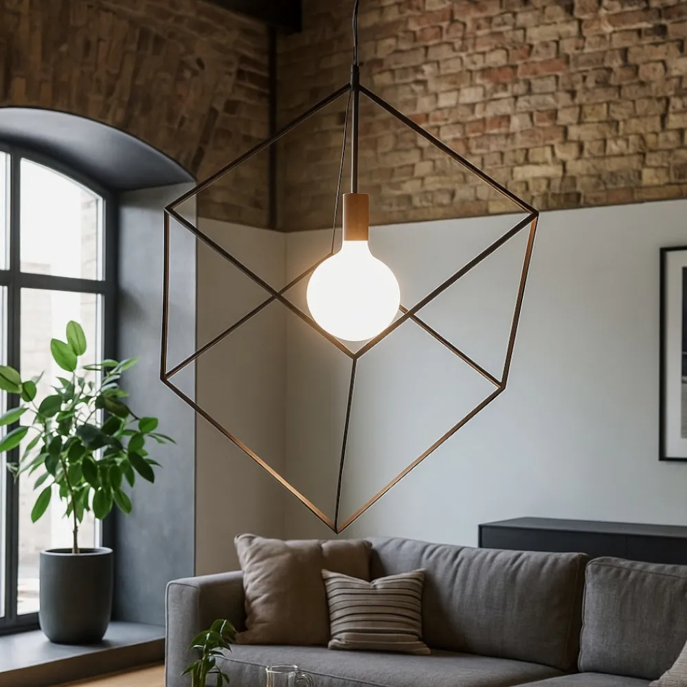 Lampadari Moderni-Perenz Illuminazione Lampadario nero cube 35cm sfera vetro