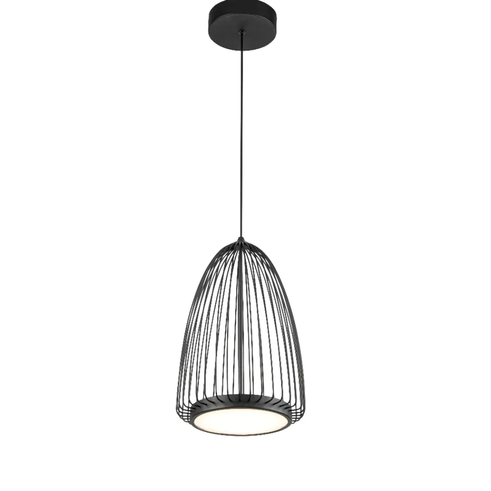 Lampadari Moderni-Selezionato da Mazzolaluce Lampadario nero desig moderno led gabbia di metallo per soggiorno