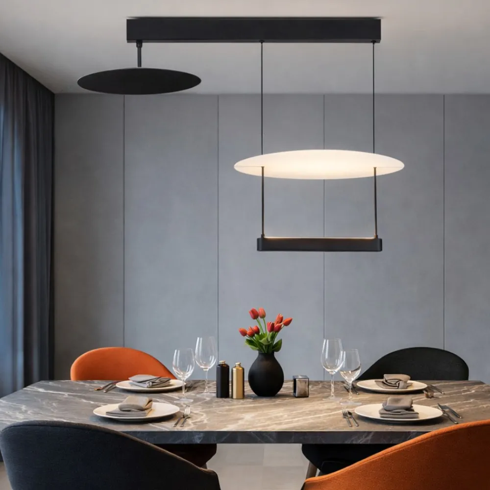 Lampadari Moderni-Selezionato da Mazzolaluce Lampadario nero design led 35w 3000k per soggiorno moderno