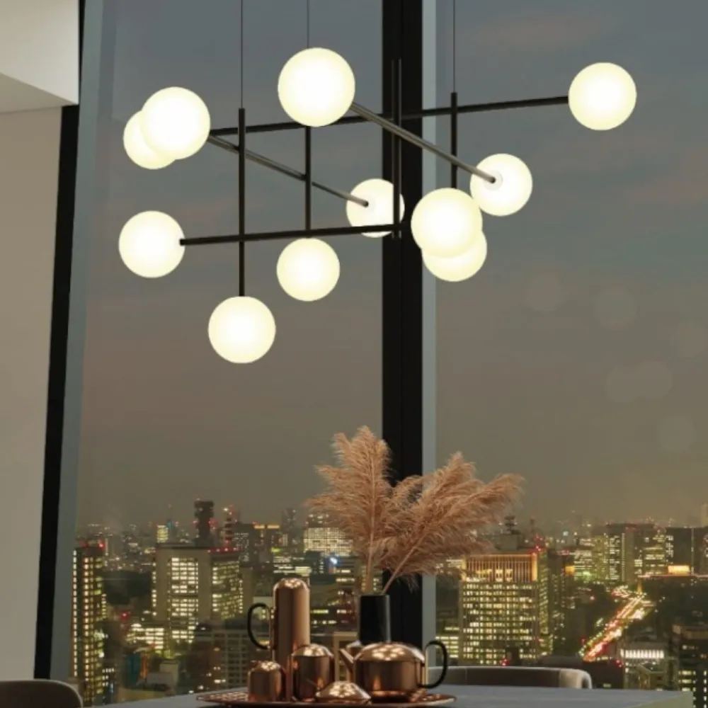 Lampadari Moderni-Selezionato da Mazzolaluce Lampadario nero design per soggiorno moderno lampadine incluse