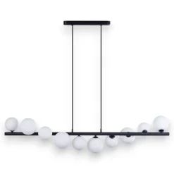 Lampadari Moderni-Selezionato da Mazzolaluce Lampadario nero design sfere vetro bianco per soggiorno moderno