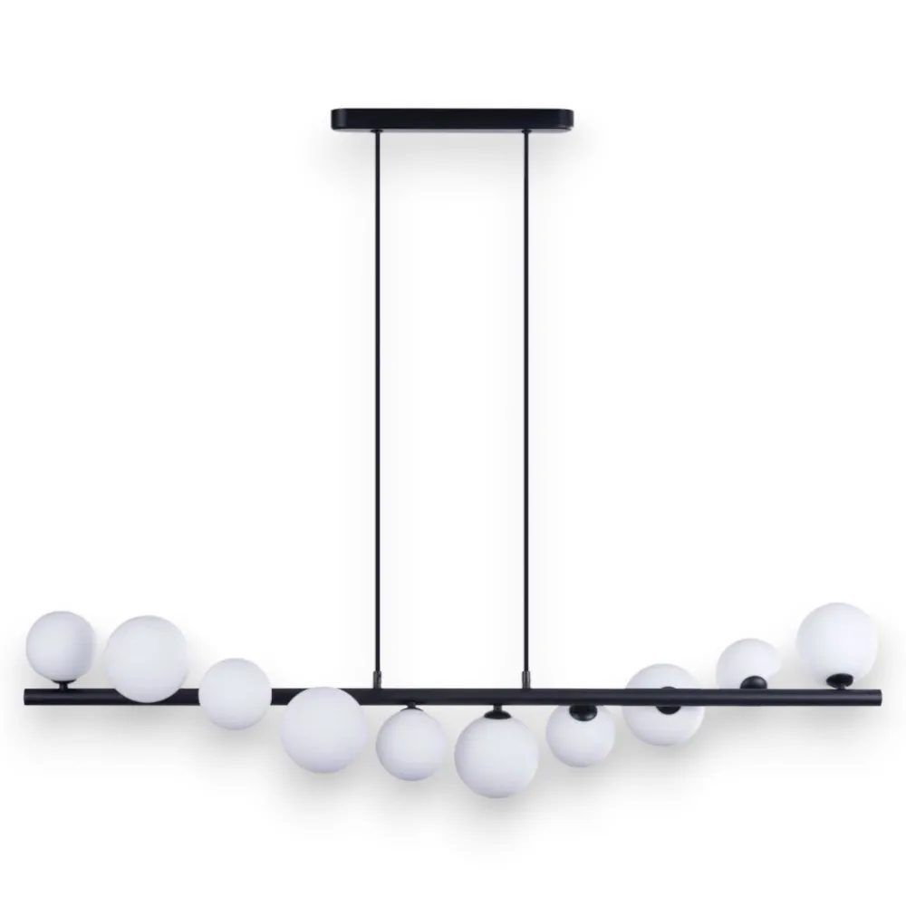 Lampadari Moderni-Selezionato da Mazzolaluce Lampadario nero design sfere vetro bianco per soggiorno moderno