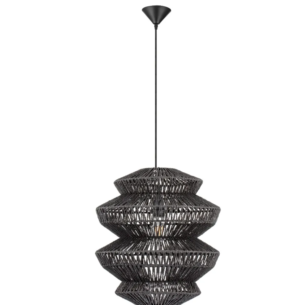 Lampadari Moderni-Selezionato da Mazzolaluce Lampadario nero in rattan 50 cm a sospensione