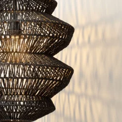 Lampadari Moderni-Selezionato da Mazzolaluce Lampadario nero in rattan 50 cm a sospensione