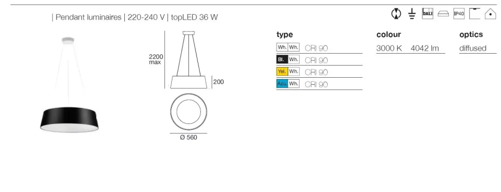Lampadari Moderni-Stilnovo Lampadario nero led dimmerabile 36w 3000k moderno oxygen
