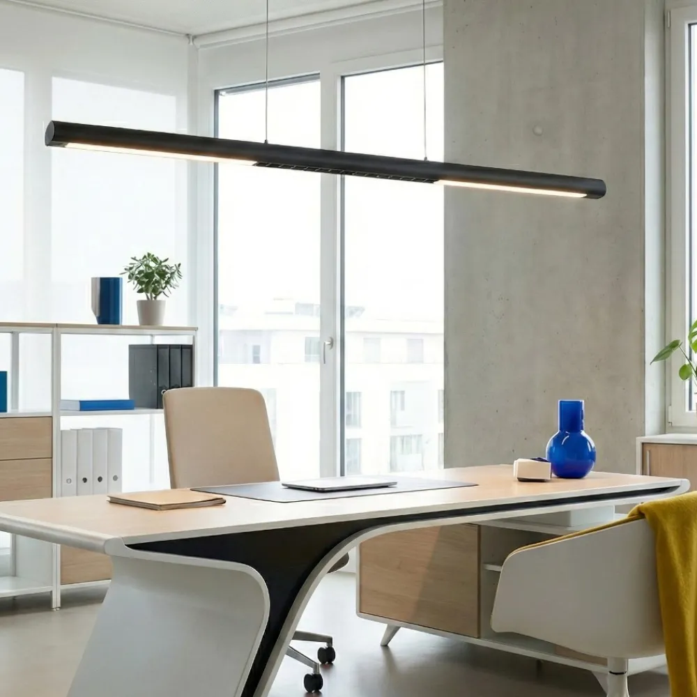 Lampadari Moderni-Selezionato da Mazzolaluce Lampadario nero led per scrivania ufficio saliscendi con sensore