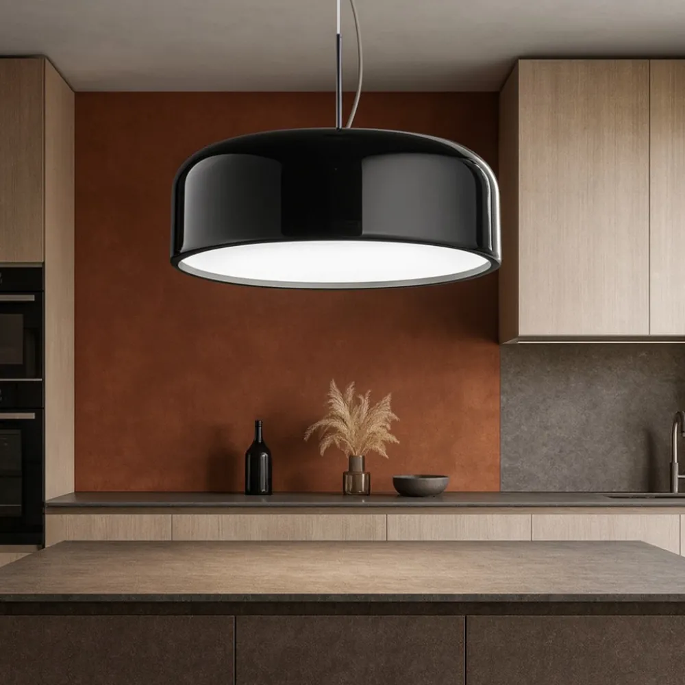 Lampadari Cucina-Perenz Illuminazione Lampadario nero lucido per cucina led 50w biemissione cct perenz velia