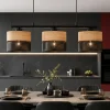 Lampadari Moderni-Selezionato da Mazzolaluce Lampadario nero 3 luci quercia per sala da pranzo moderna